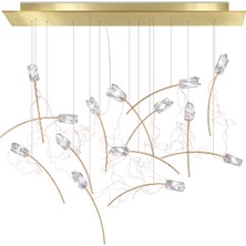 Tulip Linear Şeffaf Gold 14'lü LED Sarkıt Avize