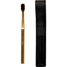 Aurezzi Gold Black Medium Diş Fırçası ve Siyah Deri Diş Fırçası Kılıfı