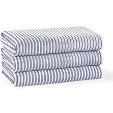 L’appartement Terry Striped Fibrosoft ® White Navy Pamuklu Tekli Yüz Havlusu 50 x 90 cm