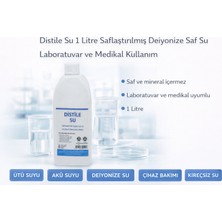 Bezos Distile Su 1 Litre Saflaştırılmış Deiyonize Saf Su Laboratuvar ve Medikal Kullanım 1 Adet