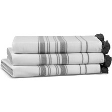 L’appartement One Side Striped Aerospin® White Dark Grey Pamuklu Tekli Banyo Havlusu 100 x 180 cm