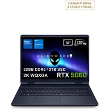 Dell Alienware 16 Aurora Intel Core 7-240H 32GB Ddr5 2tb SSD RTX5060 8gb 16" 2k Wqxga 120Hz Wva W11 Home Gaming Laptop AC16250-C716156WV2