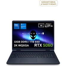 Dell Alienware 16 Aurora Intel Core 7-240H 32GB Ddr5 1tb SSD RTX5060 8gb 16" 2k Wqxga 120Hz Wva W11 Home Gaming Laptop AC16250-C716156WV1