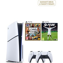 Sony Playstation 5 1 Tb Slim CD Edition Oyun Konsolu + 2. Ps5 Kol + Ps5 Gta 5 + Ps5 Fifa 25 Oyunu