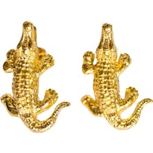 Griffart Mini Crocodile 22 Ayar Altın Kaplama Kadın Küpe