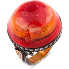 Aspendos Jewellery Istanbul Gün Batımı Detaylı Kubbe Pırlanta Taşlı 8 Ayar Altın Kadın Yüzük
