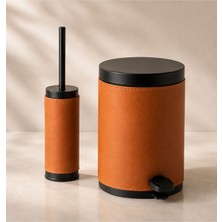 System Bathroom Accessories Siyah Deri Tuvalet Fırçalığı Kılıfı