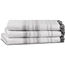L’appartement One Side Striped Aerospin® White Taupe Pamuklu Tekli Banyo Havlusu 100 x 180 cm
