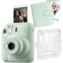 Fujifilm Instax Mini 12 Yeşil Fotoğraf Makinesi + 10'lu Film Kare Albüm ve Şeffaf Kılıf Seti