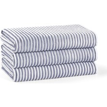 L’appartement Terry Striped Fibrosoft ® White Navy Pamuklu Tekli Banyo Havlusu 100 x 180 cm
