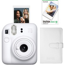 Fujifilm Instax Mini 12 Beyaz Fotoğraf Makinesi + 10'lu Film ve Laporta Albüm Seti