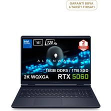 Dell Alienware 16 Aurora Intel Core 7-240H 16GB Ram Ddr5 1tb SSD Rtx 5060 8gb 16" 2k Wqxga 120Hz Wva Ubuntu Gaming Laptop AC16250-C71615U56N