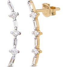 Rita Fine Jewelry Baget Pırlanta Ear Climber Kadın Altın Küpe