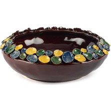 Mikasa Moor Kahve Çiçek Kabartmalı Porselen Dekoratif Kase 35 x 12 cm