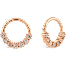 Meri Krutzo 5 Pırlanta Taşlı 14 Ayar Rose Gold Kadın Tek Piercing Küpe