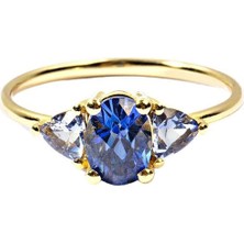 The Anoukis Diana Ring Blue Sapphire And Aquamarine 14 Ayar Yellow Gold Kadın Altın Yüzük
