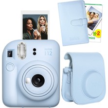 Fujifilm Instax Mini 12 Mavi Fotoğraf Makinesi + 20'li Film Laporta Albüm ve Deri Kılıf Seti