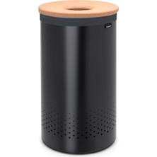 Brabantia Matt Black Mantar Kapaklı Metal Çamaşır Sepeti 60L