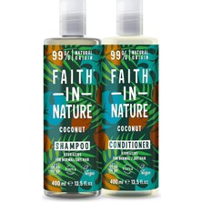 Faith In Nature Hindistan Cevizi %99 Doğal Nemlendirici Saç Kremi ve Şampuan 2X400 ml