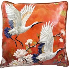 Elif Erdem Migratory Birds Desenli Keten Dekoratif Kırlent 45 x 45 cm