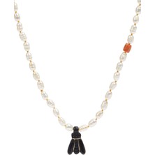 Pearl Coral Taşlı Kadın Altın Kolye