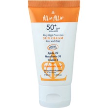 All In All Is Hyalüronik Asit ve Jojoba Yağı Içeren SPF50+ Tüm Ciltler Için Yüksek Korumalı Güneş Kremi 50 ml