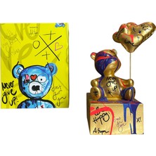 Aslı Sayan Oturan Ayıcık Pop Art Gold Dekoratif Heykel
