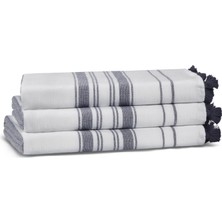 L’appartement One Side Striped Aerospin® White Navy Pamuklu Tekli Banyo Havlusu 100 x 180 cm