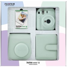 Fujifilm Instax Mini 12 Yeşil Fotoğraf Makinesi Bundle Box + 10'lu Film Kare Albüm ve Deri Kılıflı