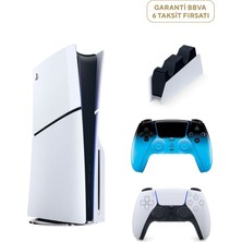 Sony Playstation 5 1 Tb Slim CD Edition Oyun Konsolu + 2. Ps5 Kol Rhythm Blue + Ps5 Şarj Istasyonu