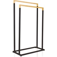 The Mia Siyah Metal Bambu Havlu Askılığı