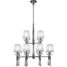 Bakara Collection Tiffany 8+4 Kollu Krom Metal Sarkıt Avize