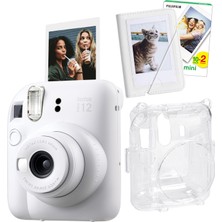 Fujifilm Instax Mini 12 Beyaz Fotoğraf Makinesi + 20'li Film Mini Albüm ve Şeffaf Kılıf Seti