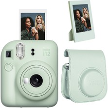 Fujifilm Instax Mini 12 Yeşil Fotoğraf Makinesi + Çerçeve ve Deri Kılıf Seti