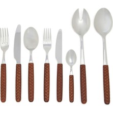 Neva Posateria Creativa Intreccio Kahverengi Çelik 74 Parça Çatal Bıçak Kaşık Seti