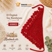 El Örgüsü Tığ Işi Saç Bandanası – Bohem Yazlık Bandana – Kırmızı