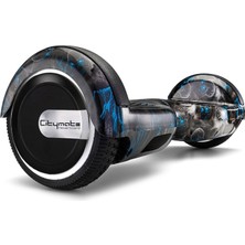 Citymate Siyah Kurukafa Desenli Bluetooth Hoparlörlü 6.5" Akıllı Dengeli Elektrikli Hoverboard