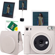 Fujifilm Instax Sq1 Beyaz Fotoğraf Makinesi + 20LI Kare Film Deri Kılıf Pleksi Çerçeve ve Kıskaçlı Stand Seti