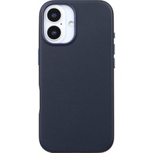 Deercase iPhone 17 Deri Gizli Magsafe Uyumlu Premium Kamera Koruma Darbe Emici Lacivert Telefon Kılıfı