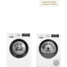 Siemens IQ500 WQ44G2C1TR Isı Pompalı Kurutma Makinesi 9 kg + WG52A202TR IQ300 10 kg 13 Programlı A Enerji Sınıfı 1200 Devir Çamaşır Makinesi Seti