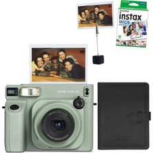 Fujifilm Instax Wide 400 Yeşil Fotoğraf Makinesi + 10'lu Film Kıskaç ve Deri Albüm Hediye Seti