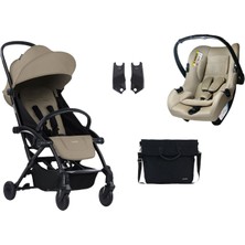 Bumprider Connect³ Black Sand Bebek Arabası ve Connect Trn Grup 0+ Sand Oto Koltuğu ve Oto Koltuk Adaptörü