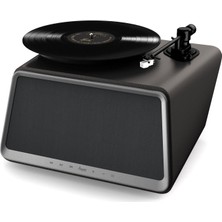 HYM Originals Seed Retro Pikap Plakçalar Dahili Bluetooth Hoparlörlü 80W Rms Aux, Rca Çıkışlı All-In-One Siyah Deri Hi-Fi Ses Sistemi