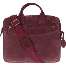 BloominBag Burgundy Still Bordo Süet Deri 13-14" MacBook Laptop Çantası