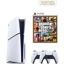 Sony Playstation 5 1 Tb Slim CD Edition Oyun Konsolu + 2. Ps5 Kol + Ps5 Gta 5 Oyunu