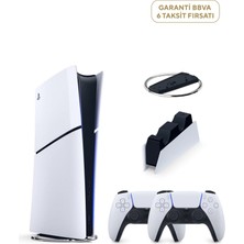 Sony Playstation 5 Slim Digital Edition 825 GB SSD Oyun Konsolu + 2. Ps5 Kol + Ps5 Şarj Istasyonu + Stand