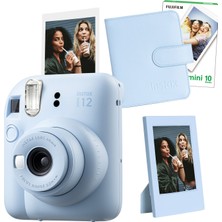 Fujifilm Instax Mini 12 Mavi Fotoğraf Makinesi + 10'lu Film Çerçeve ve Kare Albüm Seti