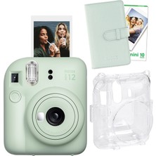 Fujifilm Instax Mini 12 Yeşil Fotoğraf Makinesi + 10'lu Film Laporta Albüm ve Şeffaf Kılıf Seti
