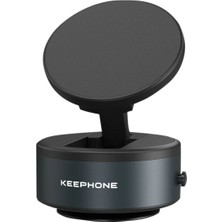 Keephone CR107 Kablosuz Şarj Destekli Vantuzlu Gri Magsafe Uyumlu Telefon Tutucu