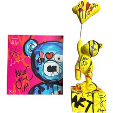 Aslı Sayan Ayakta Duran Balonlu Ayıcık Pop Art Sarı Dekoratif Heykel